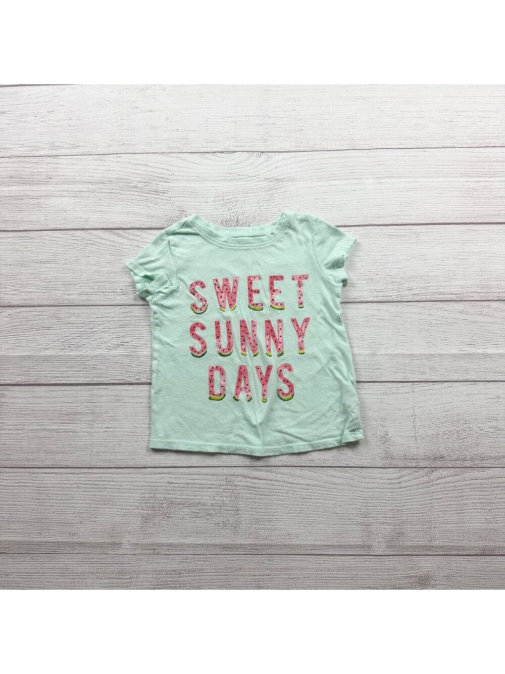 Old Navy Sweet Sunny Days Graphic Tee Girls Short Sleeve Cotton Mint Shirt 2T